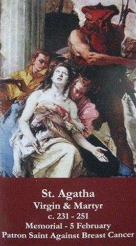 St Agatha - Patron Saint of Breast Cancer Holy  Prayer Card
