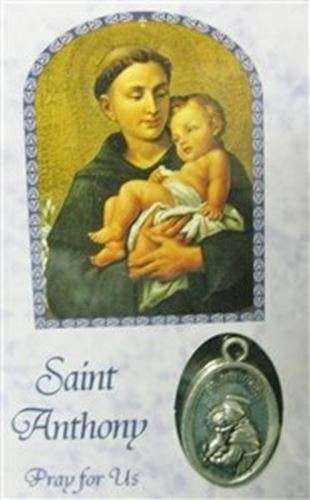 St Anthony laminated with medal Holy card