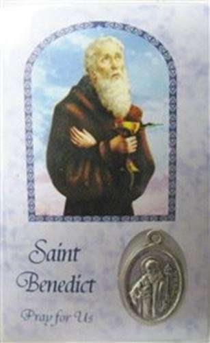 St Benedict laminated Holy Card with Medal