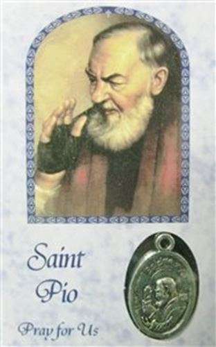 St Pio laminated with medal Holy card