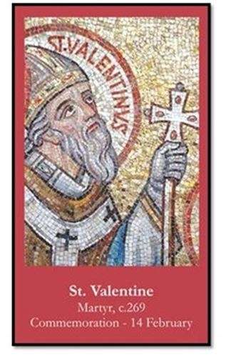 St Valentine Holy Prayer Card - Patron Saint of Love/Happy marriages