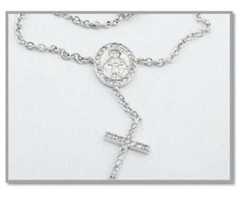 Sterling Silver Bracelet with Our Lady of Grace Medal encrusted with Cubic Zirconia Stones