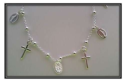 Sterling Silver Miraculous Medal & Cross Bracelet