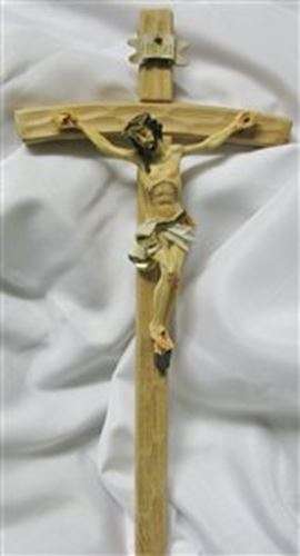 Val Gardena Wood Crucifix - 25.5cm
