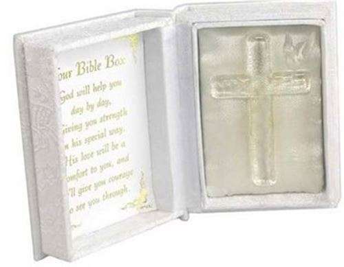 Your Bible Box - Hand blown Cross with mother of Pearl Dove