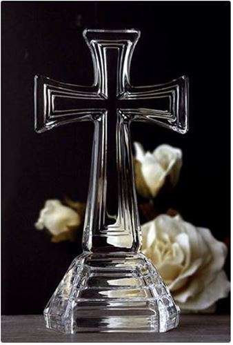 21cm Standing Glass Laser Engraved  Cross
