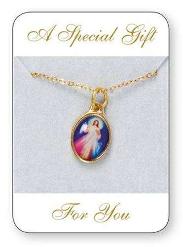 Divine Mercy gold plated medal with Chain