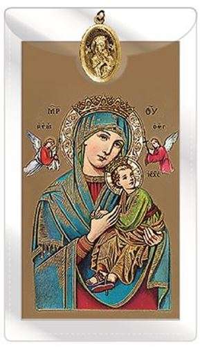 Mother of Perpetual Help gold Medal with Prayer Card