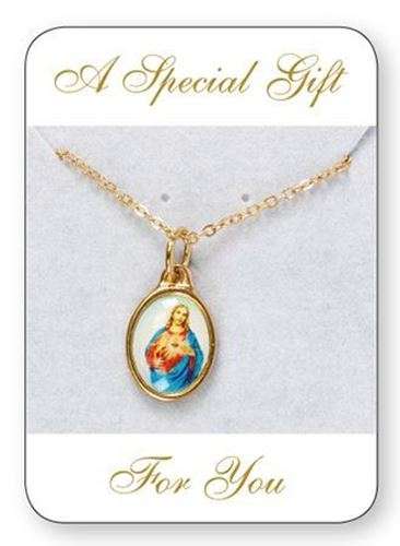 Sacred Heart of Jesus Gold Plated Medal and Chain