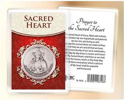 Sacred Heart Pocket/Handbag Token with Holy Card