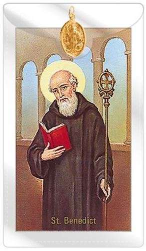 St Benedict gold Medal with Prayer Card