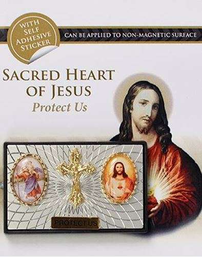St Christopher / Crucifix / Sacred Heart Of Jesus Magnetic Car Plaque