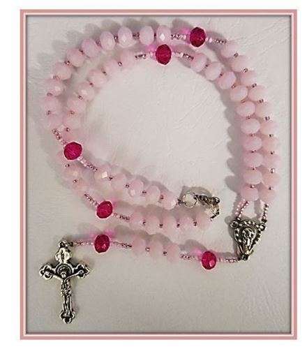 Limited Edition - 8 x 6mm Pale Pink Austrian Glass Crystal Rosary