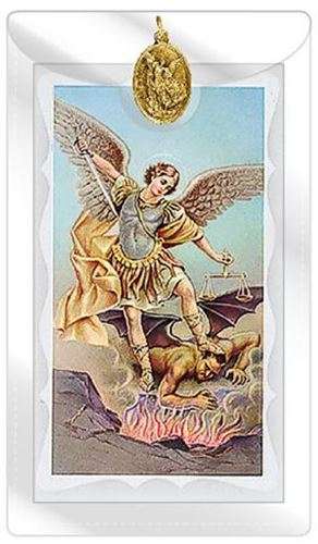 St Michael the Archangel gold Medal with Prayer Card