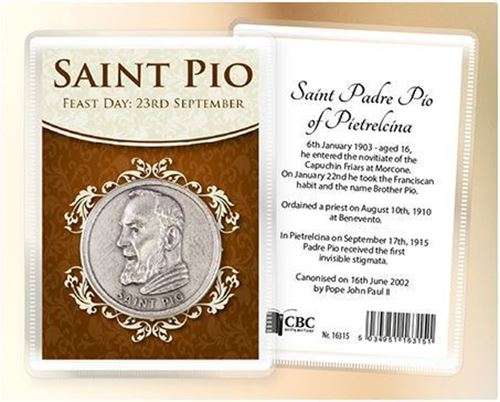 St Pio Pocket/Handbag Token with Holy Card