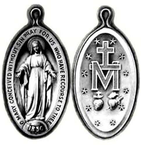 Our Lady of the Miraculous medal - silver oxidized - 2.5cm