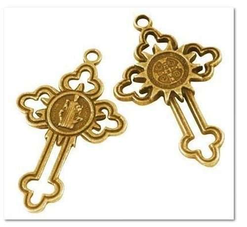 St Benedict Ornate Crucifix - Gold 4cm