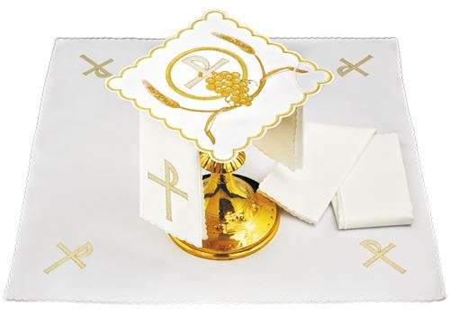 Altar Linen Set - PX in gold - grapes & wheat   - 100% Linen