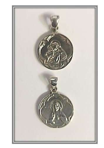 Sterling Silver St Anthony & Sacred Heart Medal / Pendant