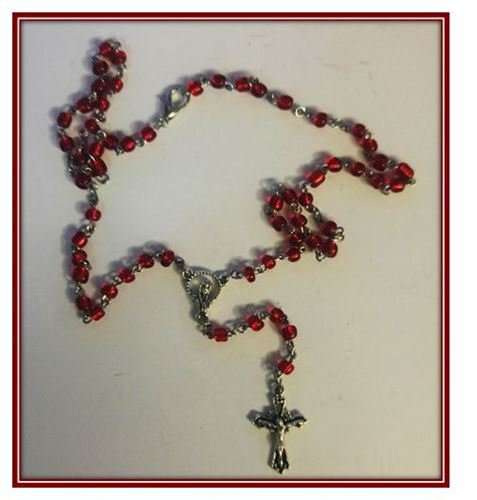 Red Glass Mini Rosary -  30cm
