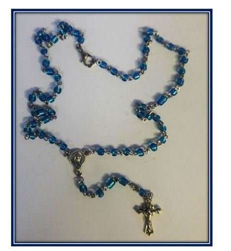 Blue Glass Mini Rosary -  30cm