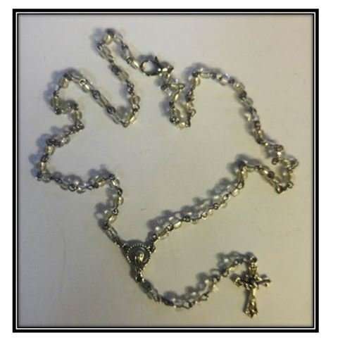 Silver Glass Mini Rosary -  30cm