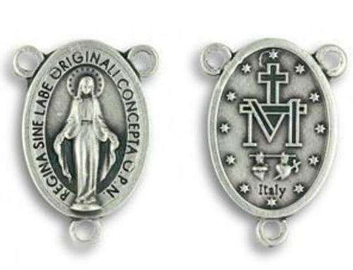 15mm Mini Miraculous Medal - silver center piece