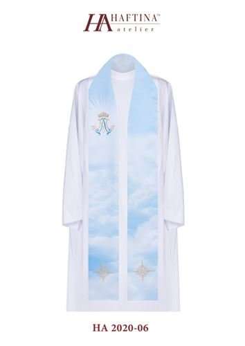 M design in Sky blue & Gold, with cloud design - Blue and White