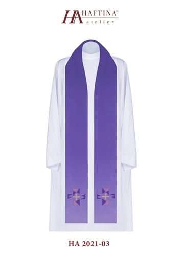 Blocked Cross with varying shades -  Stole in all Liturgical Colours