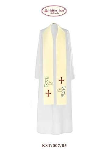 Fish & loves with Jerusalem Cross  -  Stole in all Liturgical Colours