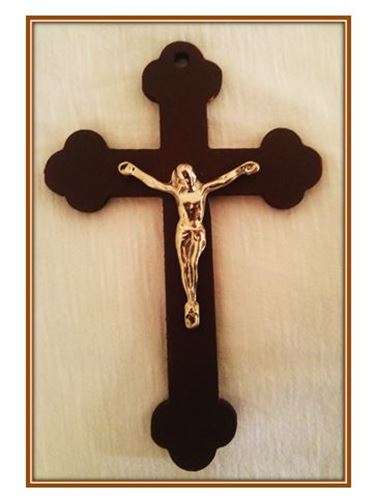 13cm Wooden Crucifix with Silver Corpus