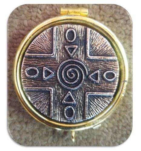Cross Pyx - Solid brass and Pewter