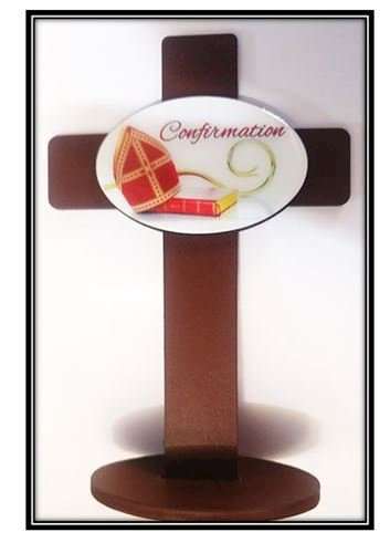 Confirmation Gift Standing Cross - Bible, Staff & Mitre