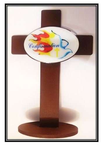 Confirmation Standing Gift Cross - Dove of Fire