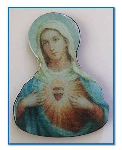 Our Lady of the Immaculate Heart domed wooden Magnet