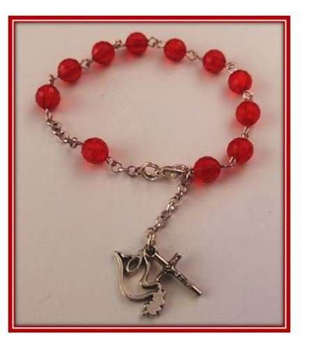 Faceted One Decade Rosary Bracelet with dove and Crucifix