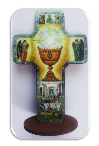 Eucharist Cross - Iconic art - 20.5cm tall