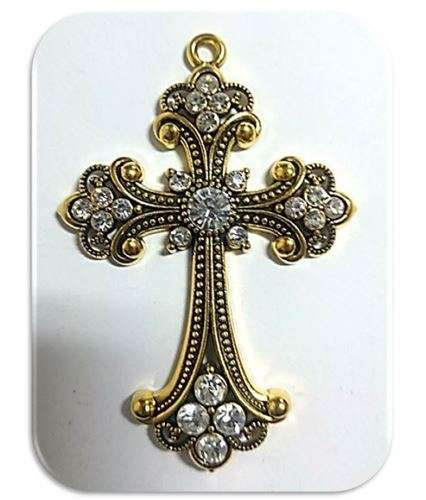 7.5cm Diamante' Gold plated Cross