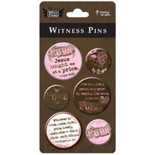 Witness pins - pink - set of 6