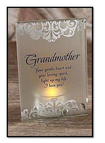 Grandmother  Glitter Enhanced Glass  Tea Light Plaque - 15cm