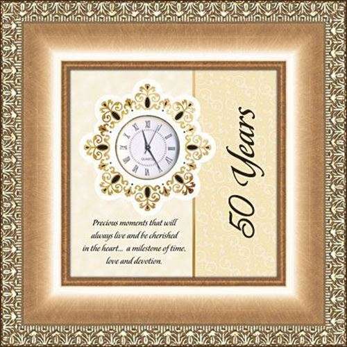 50 Year Anniversary Table Top Clock - 15.5cm tall