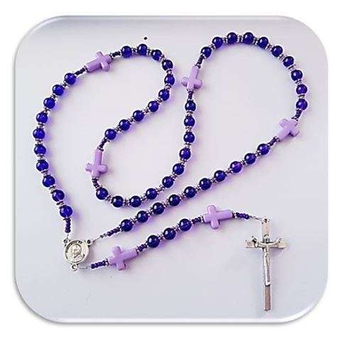 Shades of Purple Rosary with Pope Francis / Papal Emblem (Mark Down)