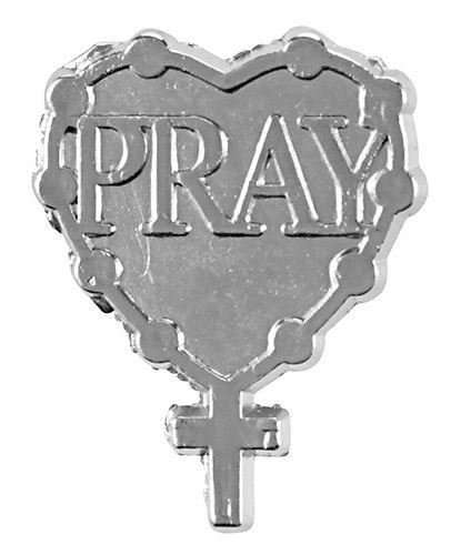 Pray the Rosary lapel pin - silver plated