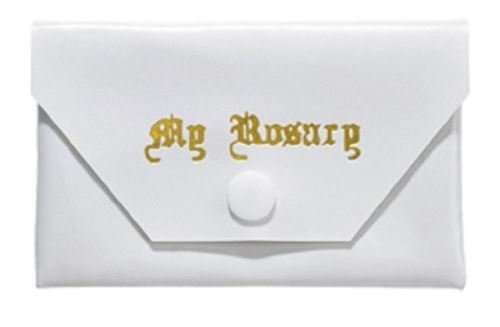 White vinyl snap Rosary Case