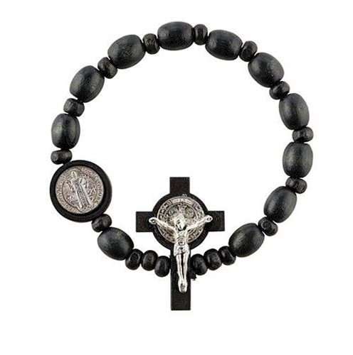 St Benedict Wooden stretch bracelet