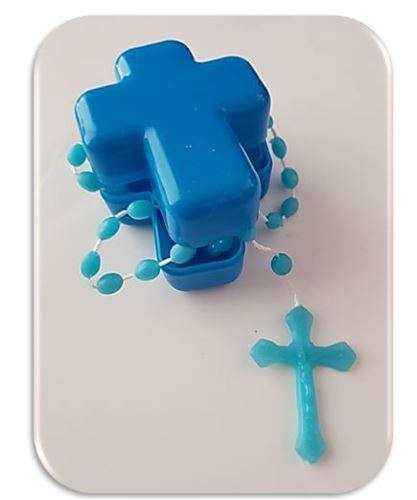 Blue Cross Rosary Box with Rosary