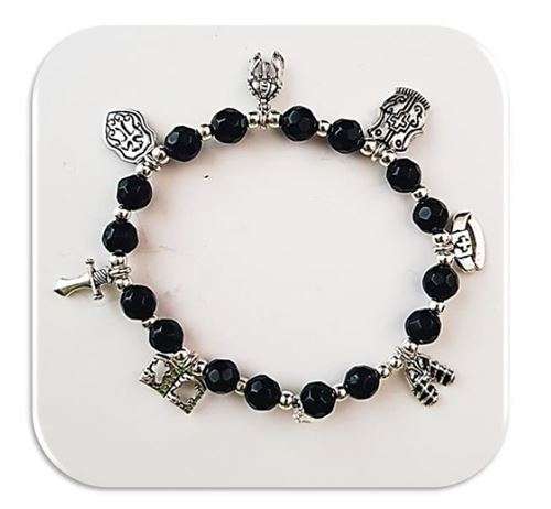 Armour of God Bracelet in Faceted Black glass