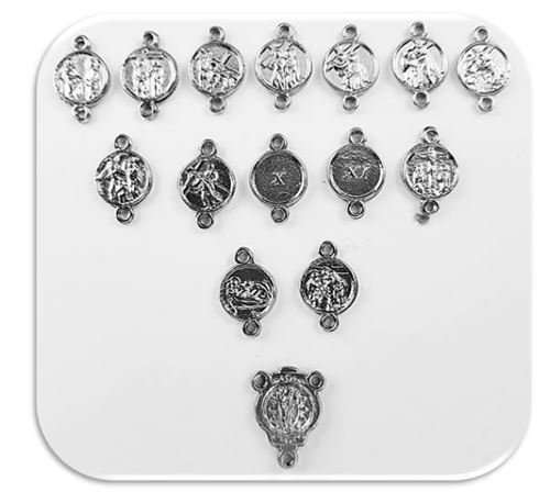Stations of the Cross round Medal set - set of 15