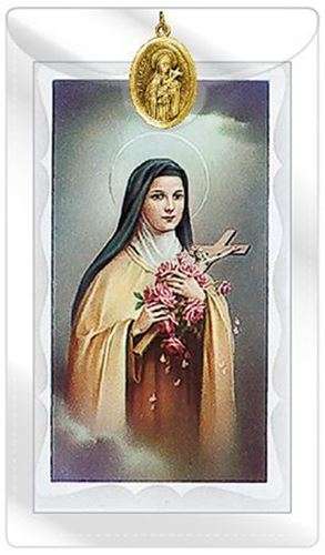 St Therese - The Little flower - Holy Card & Medal