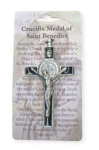 8cm Black inlay St Benedict Metal Crucifix
